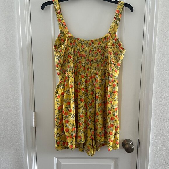Wild Fable XL Floral Summer Romper Dress Yellow & Orange Citrus Print - Picture 2 of 7